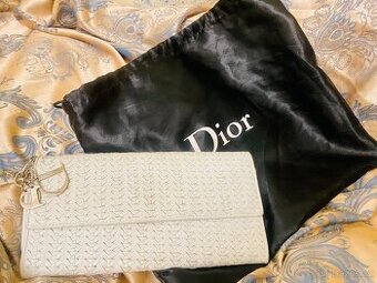 Kabelka Christian Dior Cream Woven Leather Long Wallet