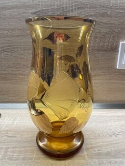 Váza žluto-zlatá Bohemia