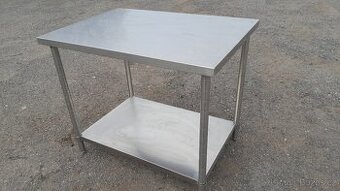 Nerez stůl 100x70x85-90 cm se spodní polici. Pevný