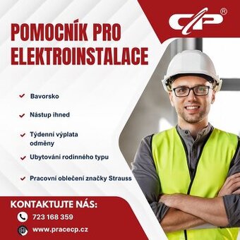 Pomocník pro elektroinstakace bez vyučení s týdenní výplatou