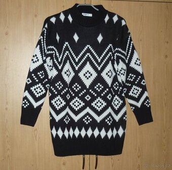 Dámský černobílý dlouhý svetr Takko Fashion