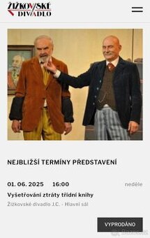 Prodám sve 4x vstupenky Vyšetřování ... Cimrman 1.6. 16h