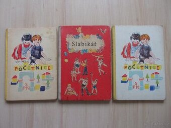 2x STARÁ POČETNICE r. 1962 a 63, SLABIKÁŘ r. 1962