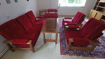 Rustikální sedací souprava 3+1+1+2 taburet stolek 150x60x60