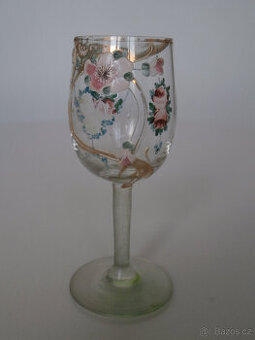 Historická sklenička, ručně malovaná, 19. - poč. 20. století