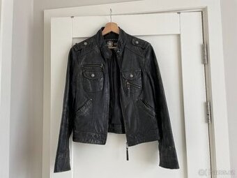 Dámská kožená bunda KARA tm. hnědá vel. 36