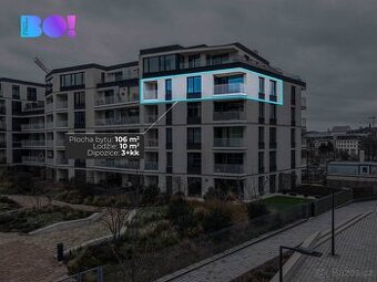 Pronájem bytu 3+kk, 106 m² s parkovacím místem a lodžií 10 m