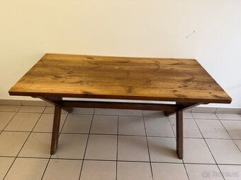 Starý hospodský masivní stůl + 6 židlí