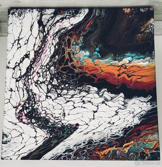 ABSTRAKTNÍ AKRYLOVÝ RUČNĚ MALOVANÝ OBRAZ,50×50×6,5 cm