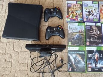 Prodám XBOX 360 + Kinect, 2 ovladače a 12 her
