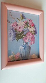 SADA OBRÁZKY KVĚTINY - 4 KUSY. Na zavěšení i postavení.