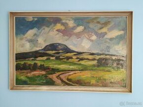 Prodám obraz "Hora Říp" signováno