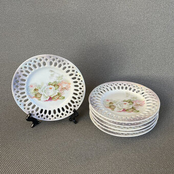 6x starožitný prolamovaný talířek 12.5 cm, Victoria AG