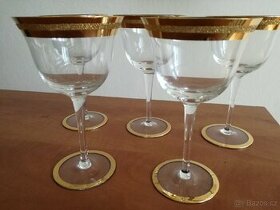 Skleničky retro se zlatým proužkem