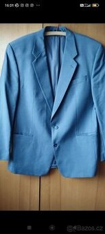 Pánský modrošedý set oblek s kalhoty