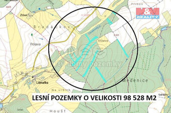 Prodej lesa, 98528 m², Moraveč