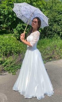 NOVÉ svatební šaty ORGANZA s rukávy