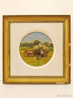 Obraz Zdeněk Šutera 1950, Kravky olej 39x39