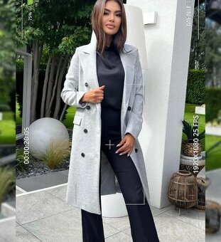 Šedý dámský vlněný kabát Edan