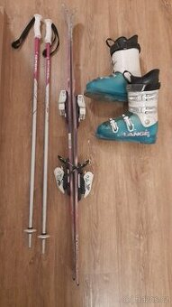 Lyžařský set dívčí-sjezdové lyže -120, hůlky,  boty 23,5