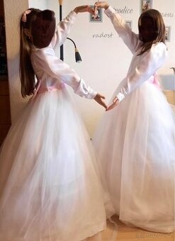 Dívčí 2x šaty slavnostní+ 2x stuha s mašlí