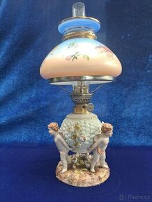 Porcelánová, figurální, značená lampa