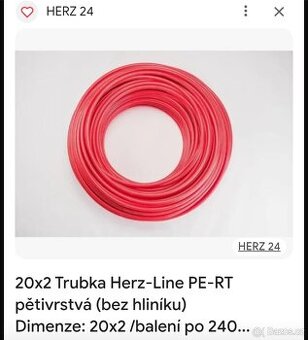 Trubka pro podlahové topení Herz 20x2