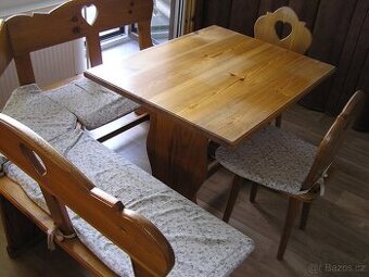 Sedací souprava v selském stylu, dřevo borovice, masiv