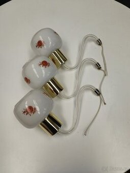 S-ramena k lustru se skleněnou trubicí a objímkou E27 – 3 ks