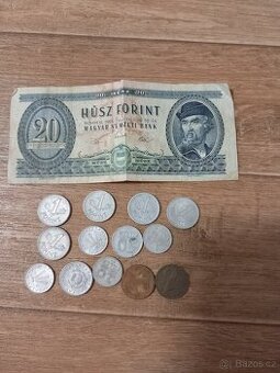 Stara bankovka a mince Madarsko