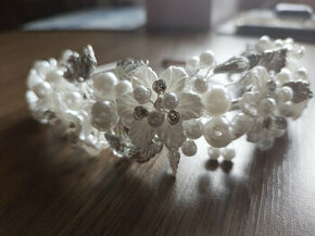 Čelenka pro nevěstu, družičku  , perlový náhrdelník