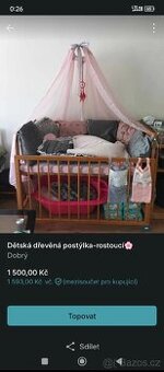 Dětská dřevěná postýlka-rostoucí🌸