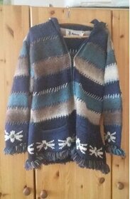 Krásny kabát/pletený svetr - Made in Ecuador vel. M nový uni