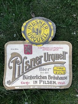 Stará velká plátěná reklama / cedule Pilsner Urquell