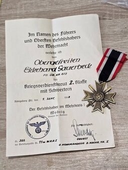 Válečný záslužný kříž a dekret - radiová jednotka