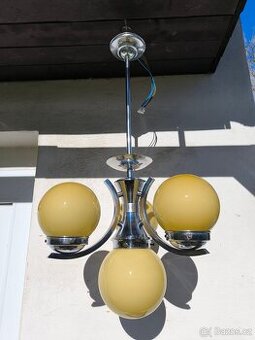 Starožitný Art Deco chromový lustr - 20-30. léta