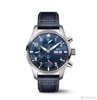 Krásné modré IWC Pilot chronograpf 41 CZ - 8 let záruka