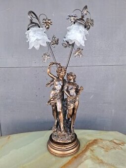 Italská starožitná figurální lampa, značená