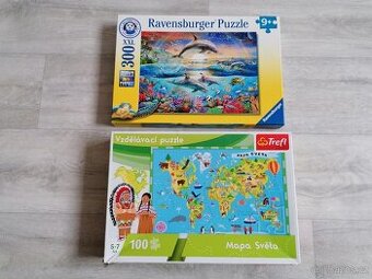 dětské puzzle Mapa světa a Ráj delfínů
