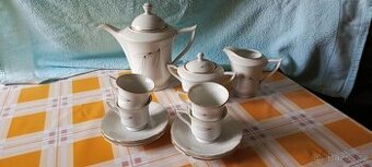 Čajová konvička s podšálky - retro, se zlacením Českoslovens