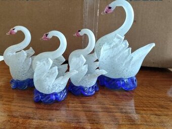 Skleněné labutě -retro hutní sklo