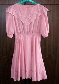 Originální vintage starorůžové šaty vyšívané - 1