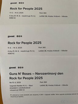 Rock for People 2025  2X  plus 1x na neděli. Na Guns N Roses