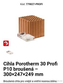 Porotherm profi 30 - 37kc/ kus