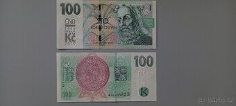 100 Kč s přítiskem