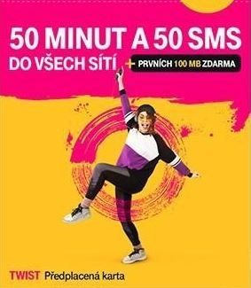 Předplacenka Twist, nová, kredit 200,- 603-xx-01-02