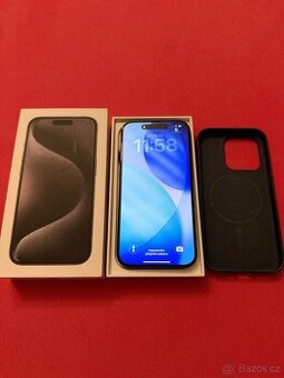iPhone 15 Pro 256 Gb black titanium,krabice,kryt,sklo..Top