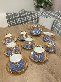 Porcelánový servis modro zlatý