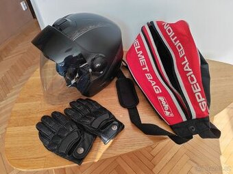 Přilba Nolan, rukavice, batoh