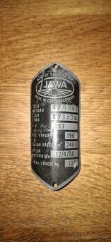 Jawa 250/353 výrobní štítek